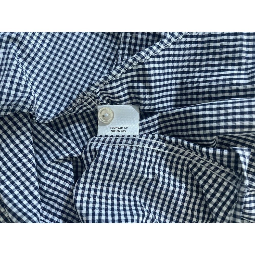 Peter Millar Shirt Womens Large Navy Gingham Plaid Performance Georgia Tech Logo - Picture 7 of 8